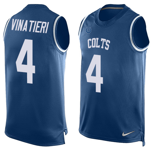 Men's Limited Adam Vinatieri Nike Jersey Royal Blue - #4 Player Name & Number Tank Top NFL Indianapolis Colts